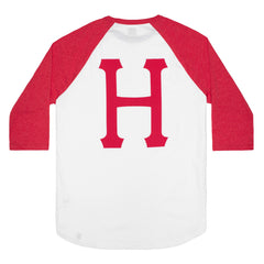 CLASSIC H SCRIPT RAGLAN BTS // WHITE / RED HEATHER