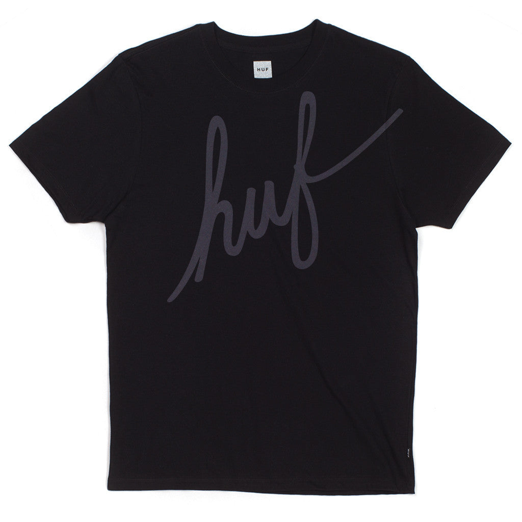 BIG SCRIPT REFLECTIVE TEE // BLACK