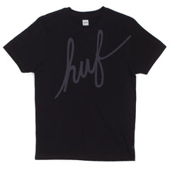 BIG SCRIPT REFLECTIVE TEE // BLACK