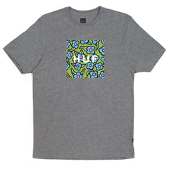HUF X KROOKED FLOWERS BOX LOGO TEE // HEATHER GRAY