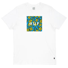 HUF X KROOKED FLOWERS BOX LOGO TEE // WHITE