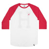 CLASSIC H SCRIPT RAGLAN BTS // WHITE / RED HEATHER