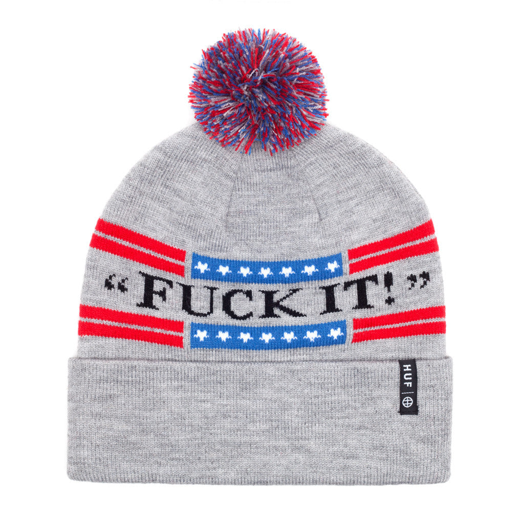 FUCK IT POM BEANIE // GRAY HEATHER