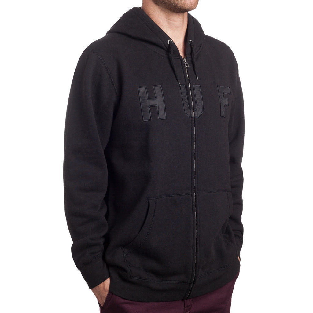 HUF LOGO ZIP UP HOOD HOL14 // BLACK