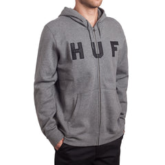 HUF LOGO ZIP UP HOOD HOL14 // GUNMETAL HEATHER