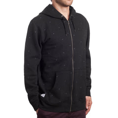 HUF TONAL MONOGRAM ZIP UP HOOD // BLACK