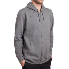 HUF TONAL MONOGRAM ZIP UP HOOD // GUNMETAL HEATHER
