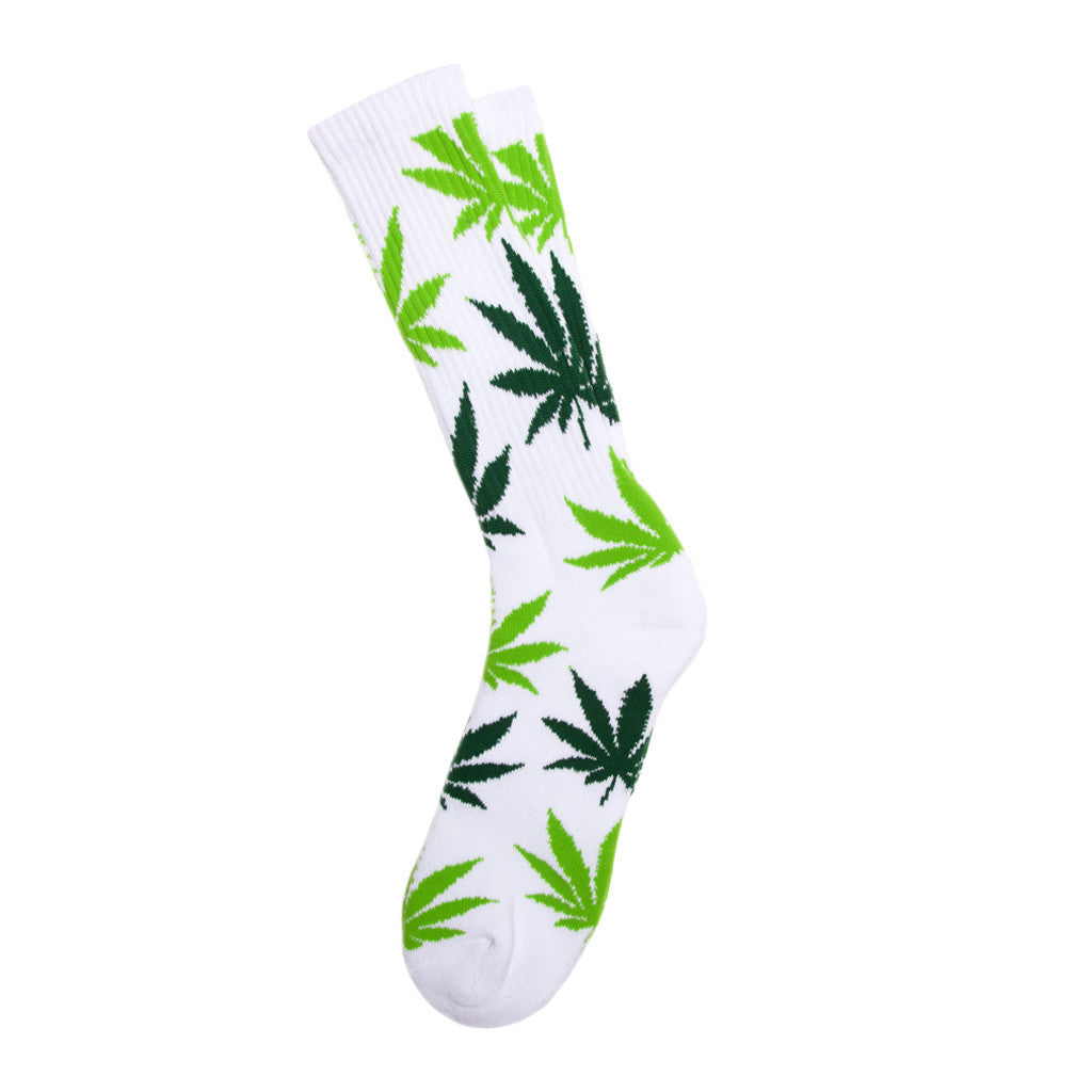 HUF ESSENTIALS PLANTLIFE SOCKS  // WHITE / LIME GREEN