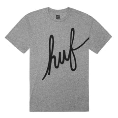 BIG SCRIPT MOCK TWIST TEE // GRAY HEATHER
