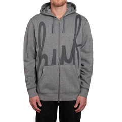 BIG SCRIPT FULL ZIP HOODIE // GRAY HEATHER