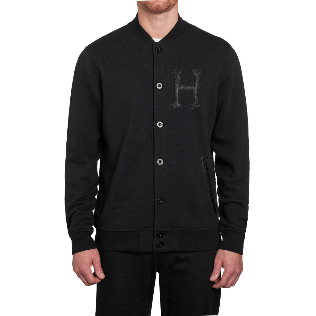 PRINCETON FLEECE VARSITY JACKET // BLACK