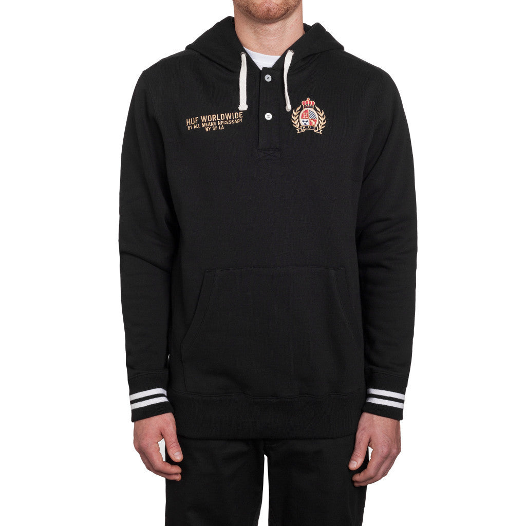 CREST RUGBY PULLOVER HOODIE // BLACK