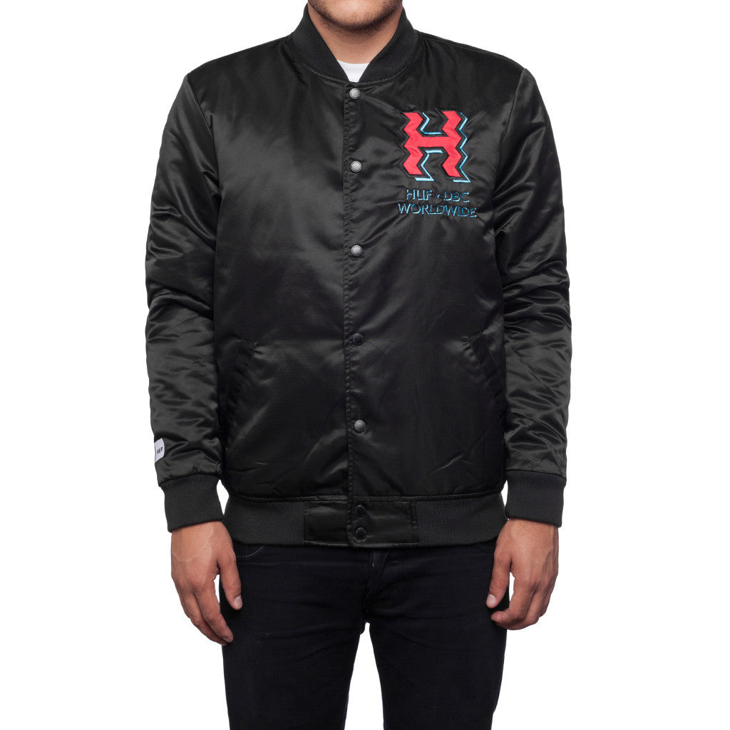 CROOKED H SATIN JACKET // BLACK