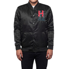 CROOKED H SATIN JACKET // BLACK