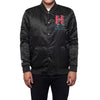 CROOKED H SATIN JACKET // BLACK