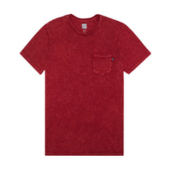 ACID WASH POCKET TEE // RED