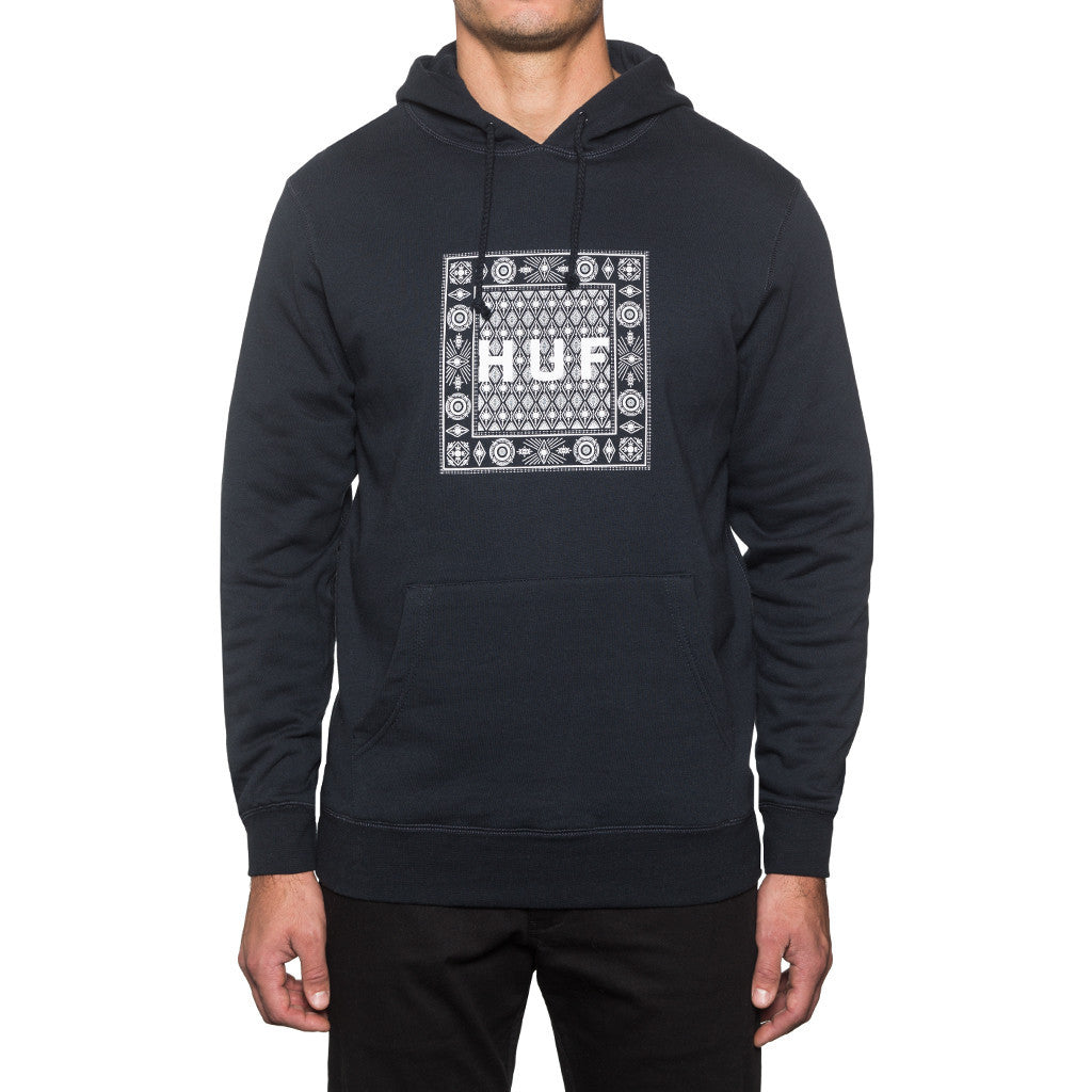 BANDANA BOX LOGO PULLOVER HOODIE // NAVY