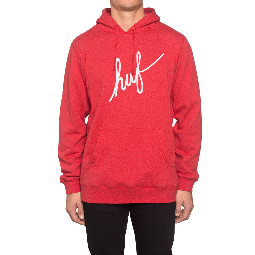 DEMI SCRIPT PULLOVER HOODIE // RED HEATHER