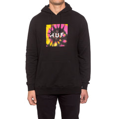 TIE DYE BOX LOGO PULLOVER HOODIE // BLACK