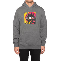 TIE DYE BOX LOGO PULLOVER HOODIE // GRAY HEATHER