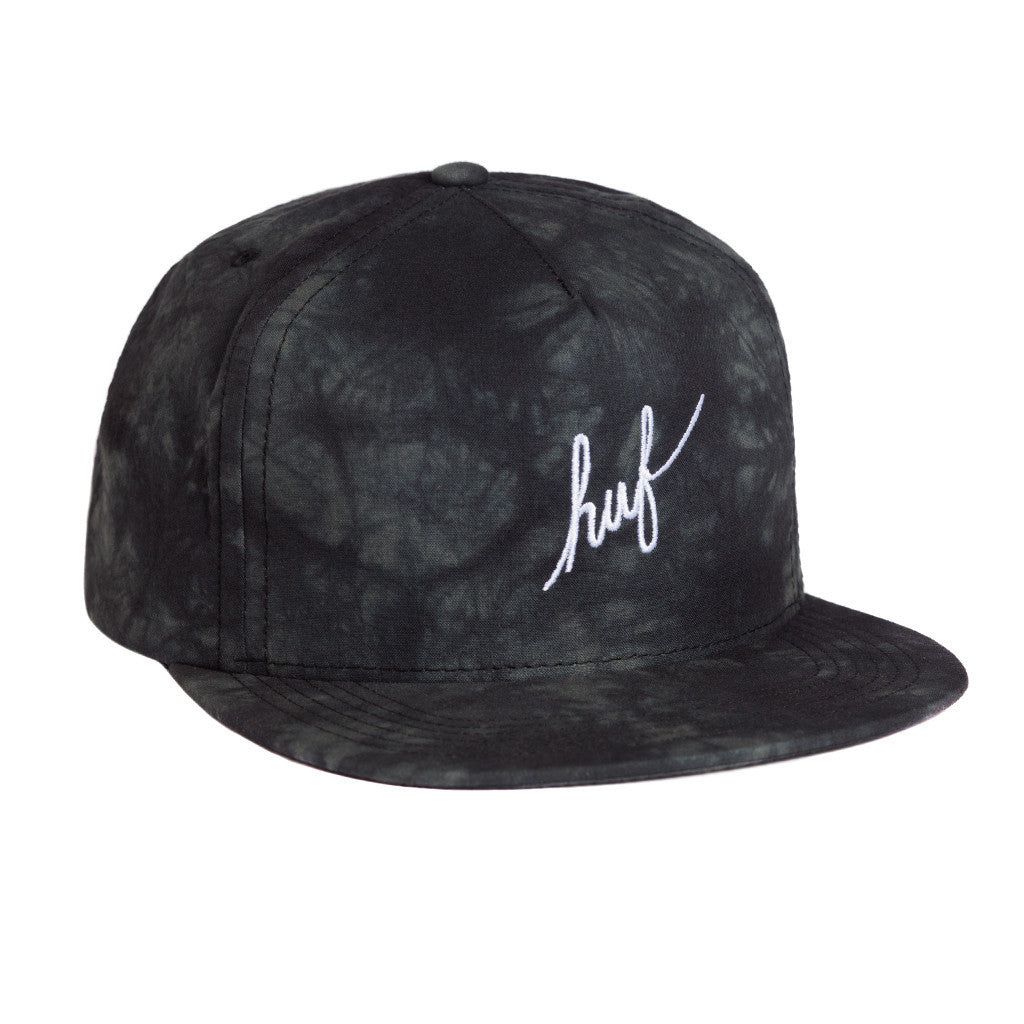 CRYSTAL WASH SCRIPT SNAPBACK // BLACK CRYSTAL WASH