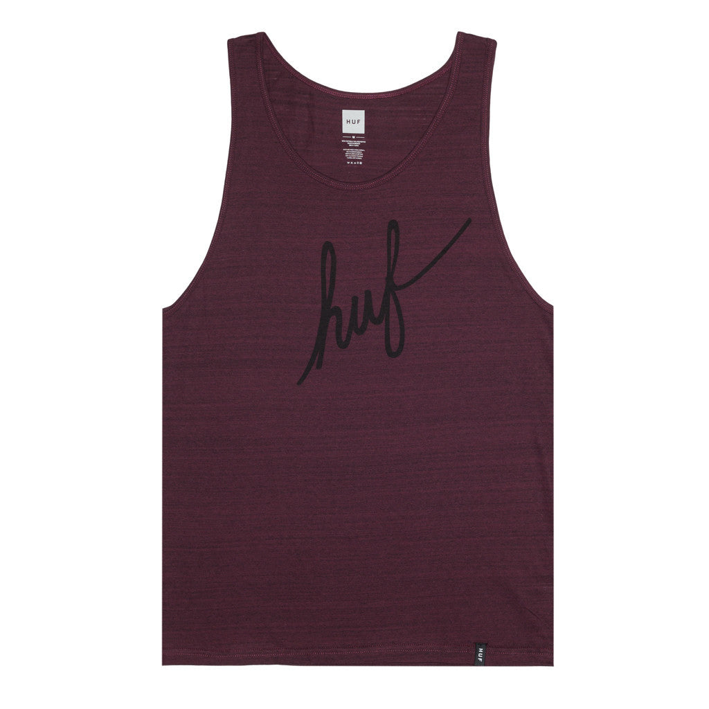 STREAKY WASH DEMI SCRIPT TANK // BURGUNDY