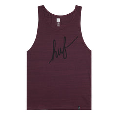 STREAKY WASH DEMI SCRIPT TANK // BURGUNDY