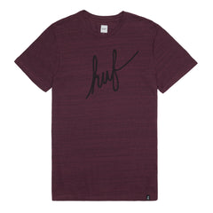 STREAKY WASH DEMI SCRIPT TEE // BURGUNDY