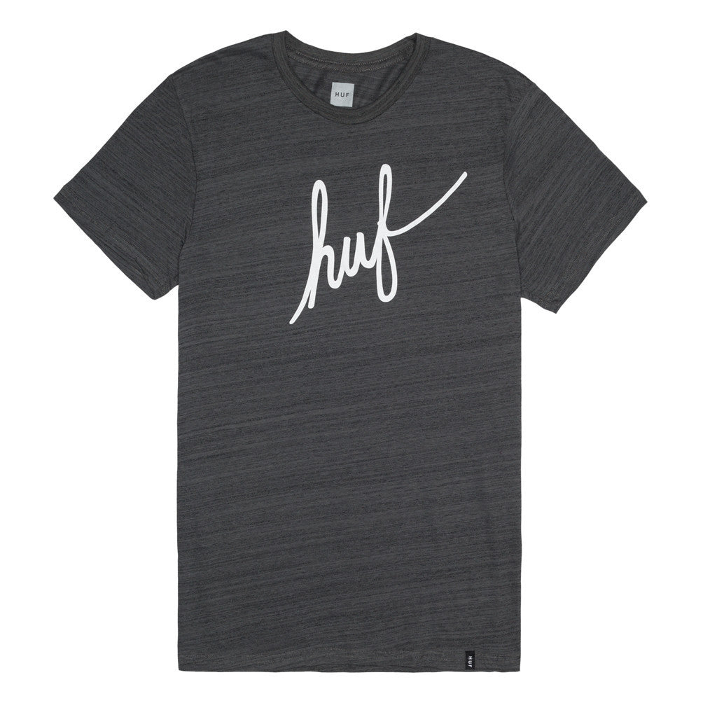 STREAKY WASH DEMI SCRIPT TEE // CHARCOAL