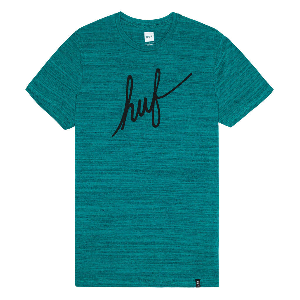 STREAKY WASH DEMI SCRIPT TEE // TEAL