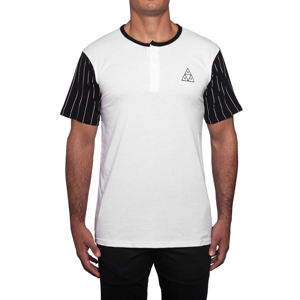 HUF TRIANGLE BASEBALL TEE // WHITE / BLACK