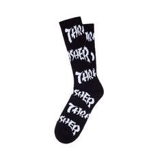 HUF X THRASHER LOGO SOCKS // BLACK