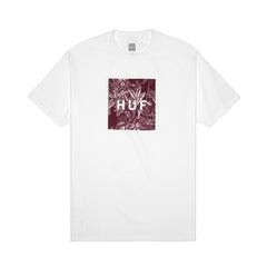 TROPICAL BOX LOGO TEE // WHITE / BURGUNDY