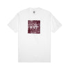 TROPICAL BOX LOGO TEE // WHITE / BURGUNDY